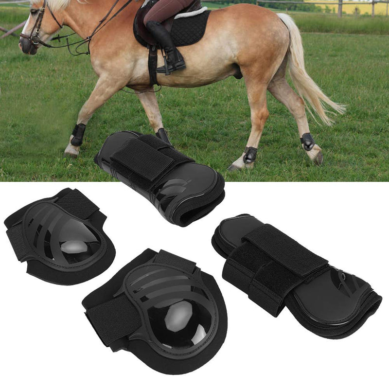 Zerodis Horse Leg Guard, 2 Pair PU Shell Horse Front Back Leg Guard Boot Wrap Protective Boots Horse Fly Leg Guards Set During Jump(M Black) - PawsPlanet Australia