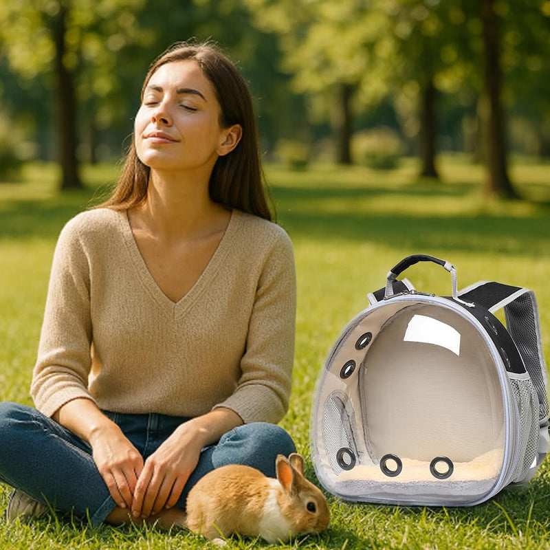 Bunny Carrier, Guinea Pig Carrier,Small Animal Carrier Backpack for Rabbit,Bearded Dragon, Lizard,Hamster,Kitten. Breathable Pet Travel Cage Bag Perfect for Vet Visits & Outdoor Adventures (Black) black - PawsPlanet Australia