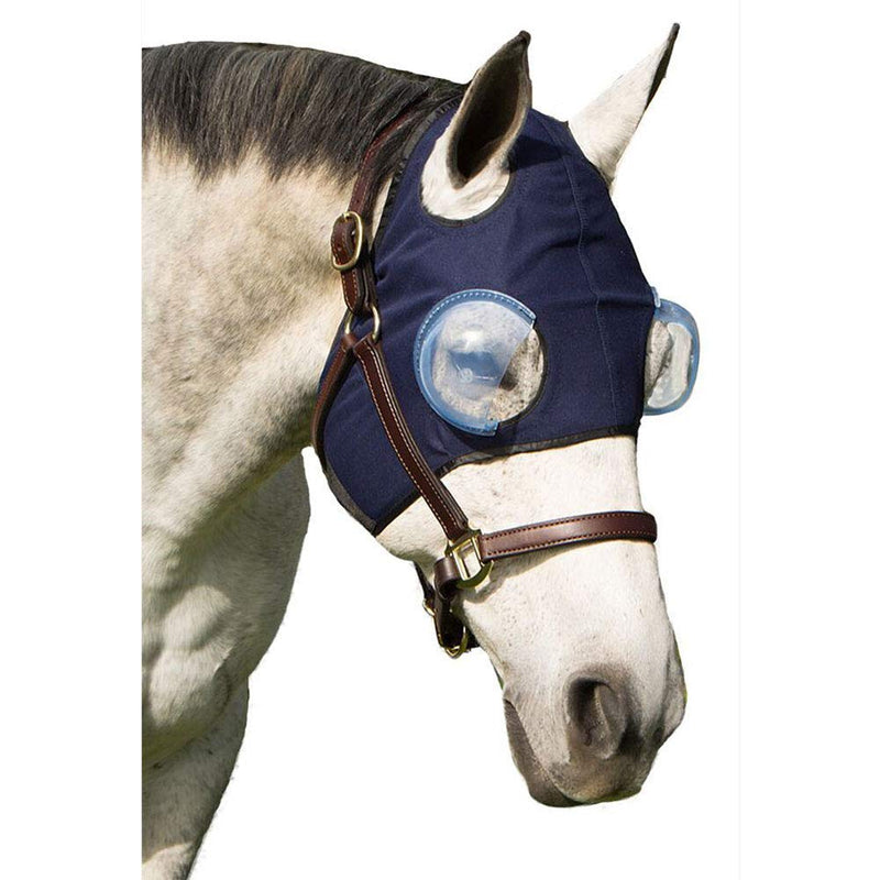 Equine-Medi Lens Horse Eye Protection Hood, Shatterproof, Flexible Lens for Corneal Ulcers, & Eye Injuries, Compatible w/Horse Fly Mask, MD/LG Size