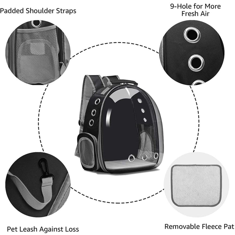 Animal Carrier Backpacks,Transparent Space Capsule Bubble Pet Backpack Bag for Small Dogs Cats Airline Approved Travel Carrier Black - PawsPlanet Australia