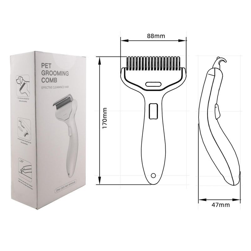Self Cleaning Grooming Rake Brush for Shedding Gently Removes Loose Undercoat Mats Tangled Deshedding Grooming Tool for Dogs Cats Extra Wide (Blue) Blue - PawsPlanet Australia