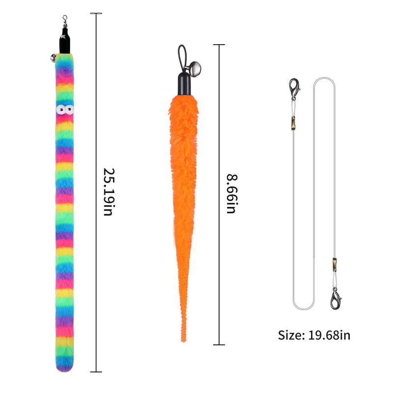 11 Pcs Cat Wand Worm Toy Refills,8 Pcs Worm Refills, 2 Pcs Long Snake Refills and 1 Piece of Cat Wand Replacement Rope(excluding Wand),for Bored Indoor Adult Cats Kitten - PawsPlanet Australia