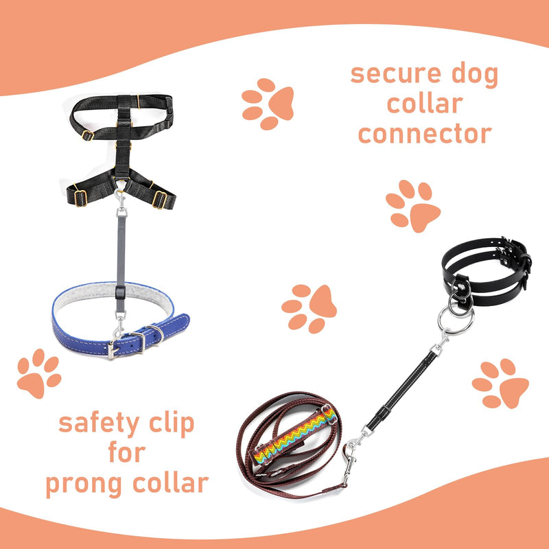 Amabro 2PCS Reflective Dog Safety Collar Clips, Adjustable Nylon Pet Collar Double Ended 360 Degree Rotatable Backup Clasp Clips Dog Collar Harness Connector (Black, Grey) Black, Grey - PawsPlanet Australia