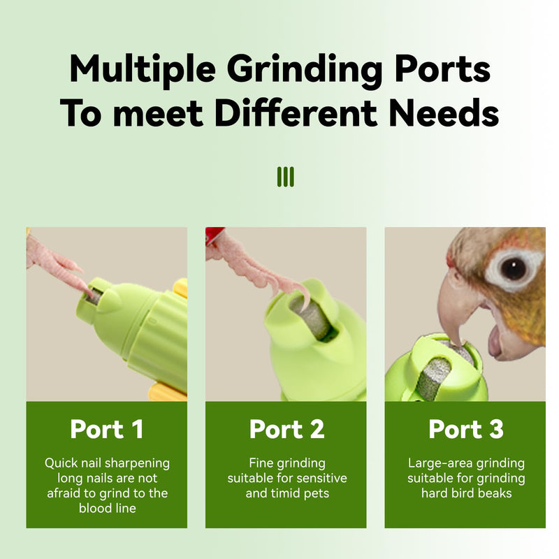 Bird Nail Grinder Upgraded Bird & Cat Nail Clipper rwith LED Lamp 2-Speed Electric Rechargeable Bird Beak Grinding Stone for Cats Dogs Bird Parrot Budgerigars Parakeets Myna Conure Parakeets Lovebirds Green - PawsPlanet Australia