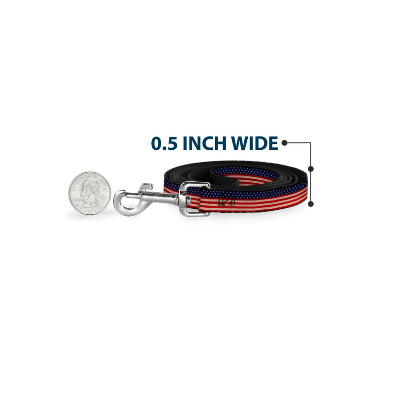 Dog Leash American Flag Stripe 6 Feet Long 0.5 Inch Wide 6 Feet Long - 1/2" Wide - PawsPlanet Australia
