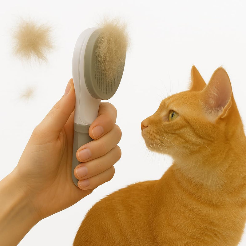 Pet Grooming Brush For Cats & Dogs Self-Cleaning Slicker Brush Hair Removal Comb Gentle De-shedding Grooming Tool - PawsPlanet Australia