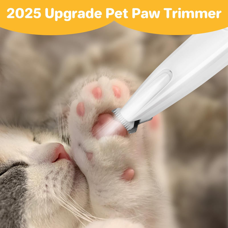 ETACCU Dog Paw Trimmer, Ultra-Quiet Pet Paw Hair Clipper with LED Light - Electric Calm Clippers Shaver for Cats Grooming Tool for Eyes, Ears, Face & Small Areas White with storage bag - PawsPlanet Australia