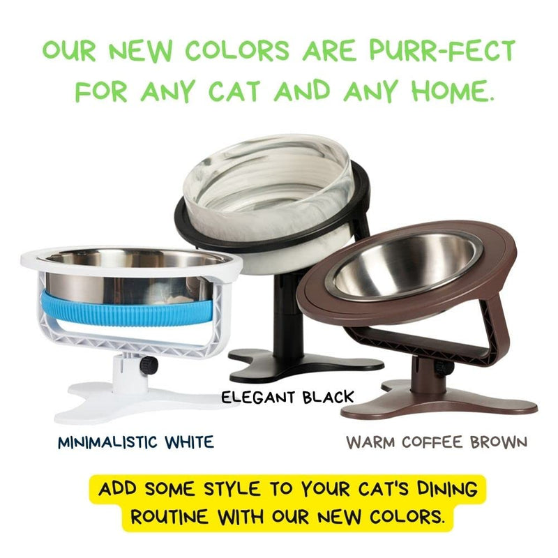 Adjustable Raised Cat Food Bowl, Tilted Elevated Bowl (2-Pack, Black) 2-Pack - PawsPlanet Australia