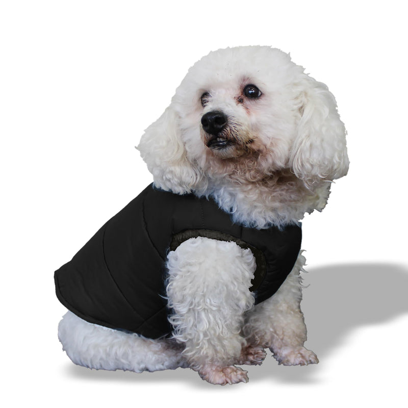 Mimo Pet Dog Cat Vest Jacket, Waterproof and Wind Breaker with Harness, Pet Apparel, Lightweight Easy and Safe Zip up (X-Small, Black) X-Small - PawsPlanet Australia