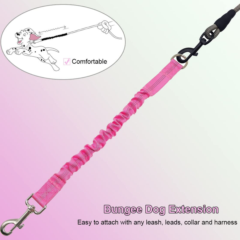 BTINESFUL Bungee Dog Leash Extension, 18”Dog Shock Absorber Extender, Works with Any Leash for Walking, Jogging, Training, Playing 18 Inch Pink - PawsPlanet Australia