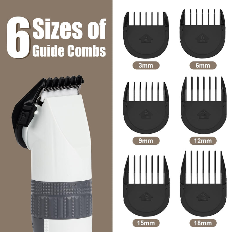 Dog Grooming Clippers, Low Noise, Electric Quiet, Adjustable Clipper Comb, Rechargeable Cordless Dog Hair Clippers for Dogs Cats Pets (White) White - PawsPlanet Australia