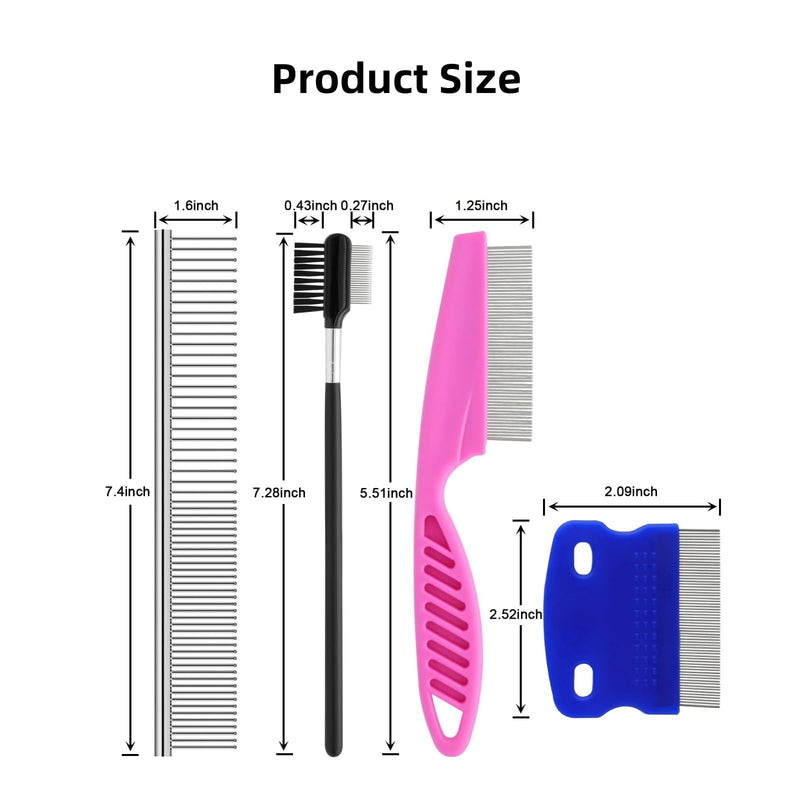 Pets Grooming Metal Comb Kit for Small Dogs Cats Puppies for Tear Stain Remover, 2-in-1 with Round Teeth to Remove Knots Crust Mucus