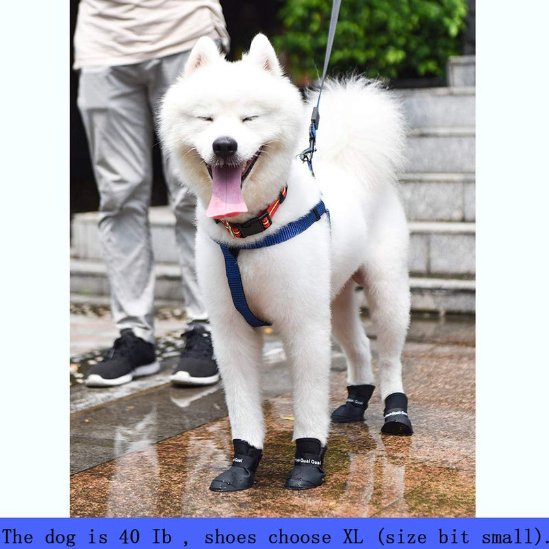 Cute Little Pet Dog Puppy Rain Snow Boots Shoes Booties Candy Colors Rubber Waterproof Anti-Slip (Black, XX-Large) XXL: 2.8''x 3.5''(W*L) Black
