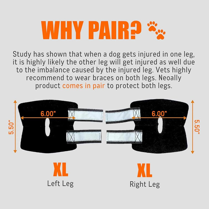 Dog Knee Brace for ACL, Arthritis & Injury - 2 Pack Adjustable Dog Leg Support Wrap with Reflective Strips, Breathable & Elastic Dog Knee Pads for Lameness, Luxating Patella, Senior Dogs (X-Large) X-Large