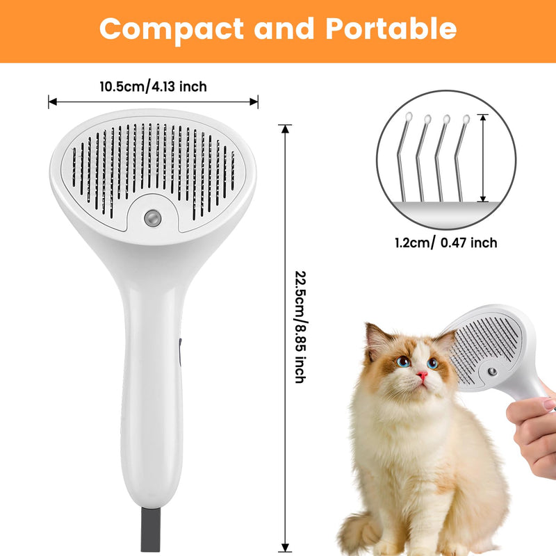Pet Steam Brush for Dog & Cat, 4 in 1 Self Cleaning Cat Steam Brush for Shedding, Mist Spray Hair Removal Comb for Long Haired Pet Grooming, Effectively Prevents Flying Fur and Reduce Static