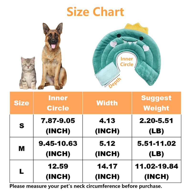 Cat Collar Soft Leak Protection Dog Protective Collar Cone Collars Adjustable for Pets Recovery Collar Green Dinosaur Green Dinosaur, M