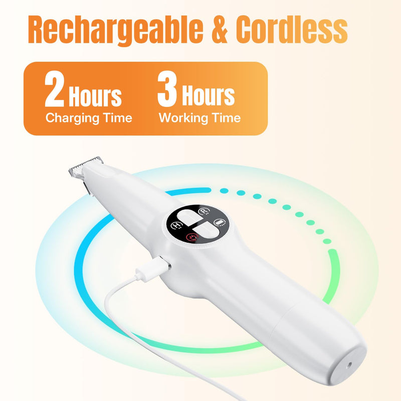 Mcbazel 2-in-1 Pet Paws Trimmer with LED Light, Rechargeable Dog/Cat Hair Shaver Grooming Clipper, Electric Cat/Dog Nail Grinder, Pet Razor for or Eyes, Ears,Face Small Areas