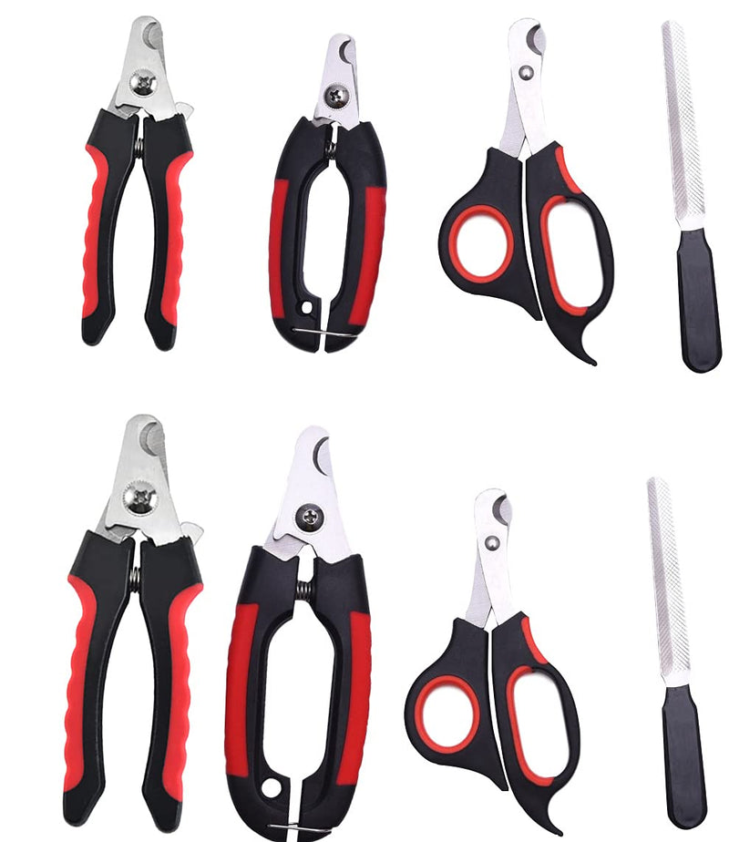 4 Pieces/set Pet Dog Cat Nail Clipper Cutter Stainless Steel Grooming Trimmer Scissors Clippers for Animals with Lock 2 sizes (Small, Black and Red) - PawsPlanet Australia