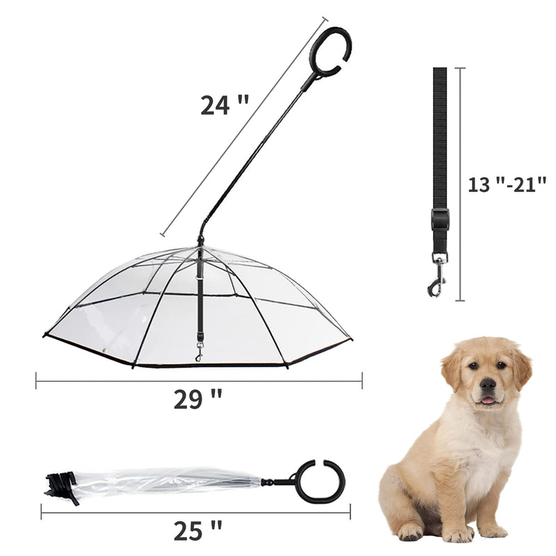 NAMSAN Dog Umbrella for Small Dogs, Self-Assembly Dog Umbrella Leash, Clear Doggie Rain Umbrella, Puppy Walking Umbrella with Adjustable Leash Type-B