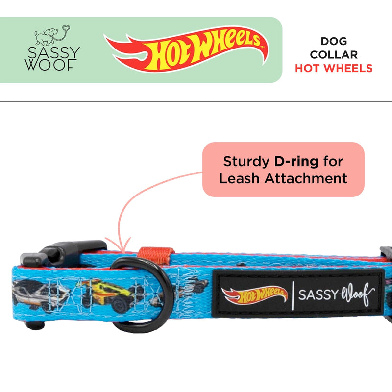 Sassy Woof Dog Collar Hot Wheels™ - S, Adjustable, Durable, Comfortable and Stylish Pet Accessories for Small Dogs - Officially Licensed - PawsPlanet Australia