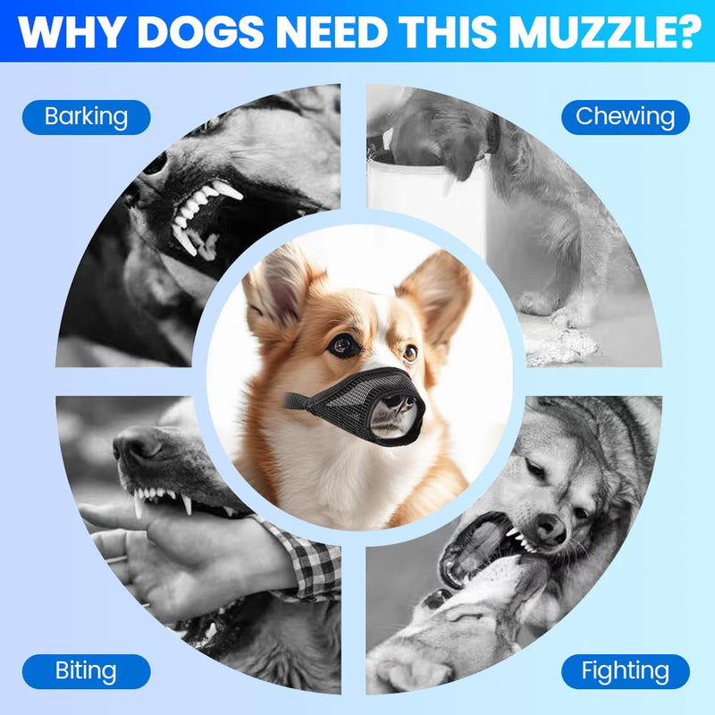 3pack Dog Muzzle Suits for Small Medium Large Dogs, Drinkable Breathable Mouth Guard, Adjustable Strap Soft Dog Muzzle to Prevent Biting Chewing, Air Mesh Muzzles for Scavenging Licking (XS+S+M) - PawsPlanet Australia