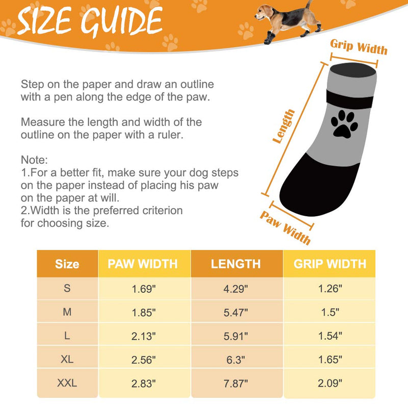 BINGPET Anti-Slip Dog Socks,Waterproof Paw Protectors with Reflective Straps Traction Control for Indoor & Outdoor Wear, 4pcs Grey Large - PawsPlanet Australia