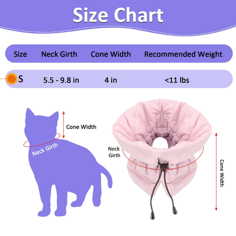 Cat Cone Collar Soft, Kitten Cone for Cats After Surgery Cat Recovery Collar to Stop Licking Scratching, Adjustable Lightweight Elizabethan Collar for Small Cats Kittens Cone of Shame Alternative Pink