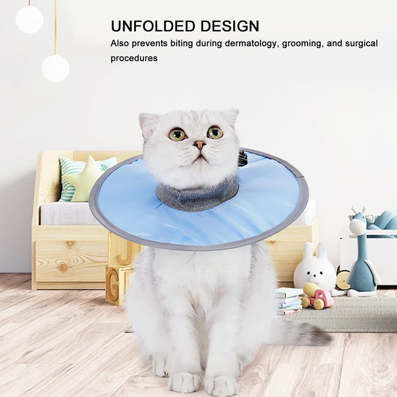 Cat Recovery Collar, Pet Cone Collar Cat Cone Collar Pet Elizabeth Collar Polyester Fasteners Collar for Cat Puppy (M) M Light Blue - PawsPlanet Australia