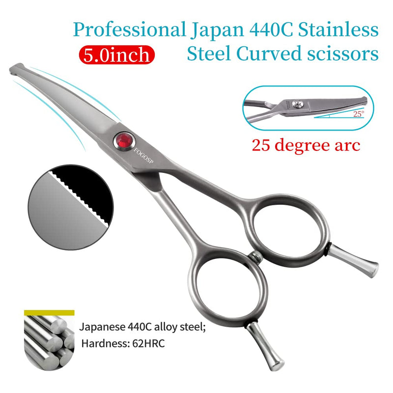 4.5" Curved Dog Scissors for Grooming Face and Paws with Safety Round Tip for Small Dogs Face Paw Ears Trimmer Professional Small Cat Grooming Shears (4.5" Curved, Gray) Curved Shears 4.5 inch - PawsPlanet Australia
