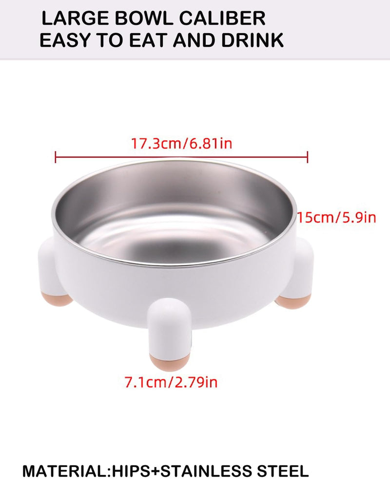 Stainless Steel Raised Cat Bowls – 2 Pack Elevated Food & Water Dishes for Cats & Kittens, 700ml Large Capacity Each, Whisker-Friendly, Non-Slip Base, Dishwasher Safe, Easy to Clean (White) White 2 Pcs