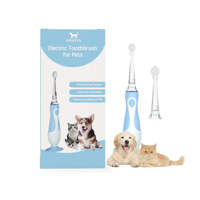 Generic Pet Electric Toothbrush for Dogs and Cats with LED Light & Soft Bristles, Blue/White