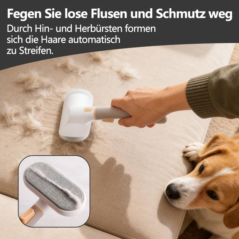 3-in-1 Cat Brush Long Hair and Dog Brush, Cat Brush with Release Button, Stainless Steel Dematting Comb, Removes Undercoat & Loosens Knots, with Massage Bristles & One Button Hair Removal - PawsPlanet Australia
