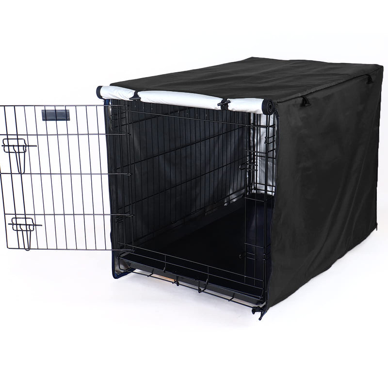 Durable Dog Crate Cover-Double Door, Pet Kennel Cover Waterproof Anti-UV Dog Cage Cover Fit for 24-48 inches Crate -Black 36 inch Black - PawsPlanet Australia