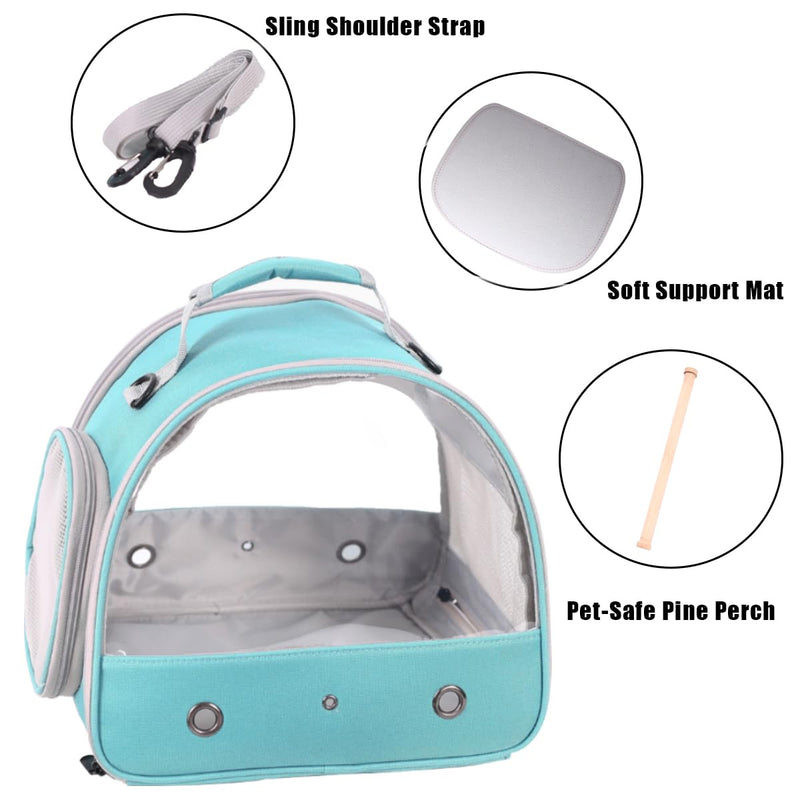 Small Bird Travel Cage Carrier, Portable Parrot Parakeet Carrier with Standing Perch and Comfy Mat, Budgies Carry Transport Bag for Vet Visit Shopping and Outdoor Adventure. Green Clear Windows - PawsPlanet Australia