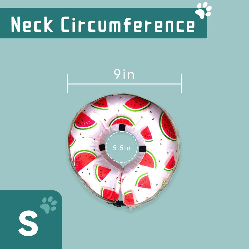 Inflatable Small Dog Cone Collar with Enhanced Anti-Licking, Dog Soft Neck Donut for Dogs Cats to Stop Licking, Dog Recovery Collar After Surgery with Adjustable Buckle Strap Watermelon S - PawsPlanet Australia