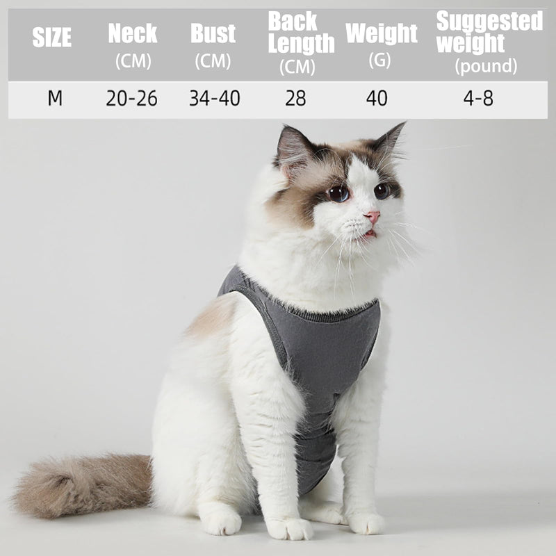 2 PCS Cat Recovery Suit, Breathable Anti-Lick Cat Spay Bodysuit, Cone Alternative Post-Surgery Shirt for Abdominal Wounds, Soft Cotton Cat Surgery Clothes for Kittens & Adult Cats (2-4 kg Cats)