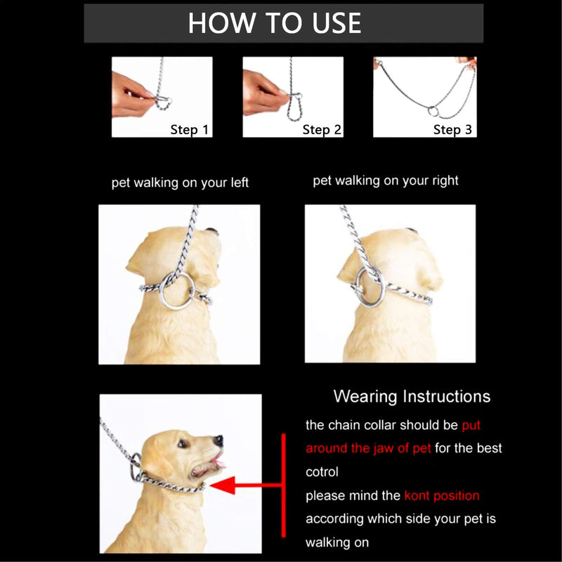 Mogoko Stainless Steel Dog Choke Chain Collar, Puppy Metal Snake Chain Pet Show Slip Collar Choker for Training Walking (Gold;24.0"*5.0mm) 5.0mm x 24.0 inch Gold - PawsPlanet Australia