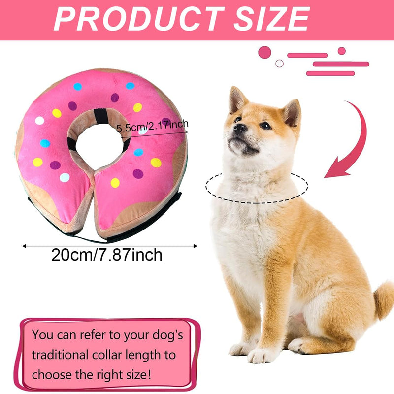 PVC Inflatable Dog Collar Elizabeth Circle, Protective Collar for Pets, Anti-Leak Protection After Surgery (Pink, S, for Dogs)