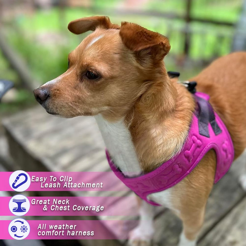 Comfort Fit Dog Harness Soft Padded No Pull Harness with Adjustable Buckles for Small Medium Large Dogs Step in Pet Vest with Easy Control Handle for Walking Jogging Running Training Dogs & Puppies S (Chest 14.5"-17") Pink - PawsPlanet Australia