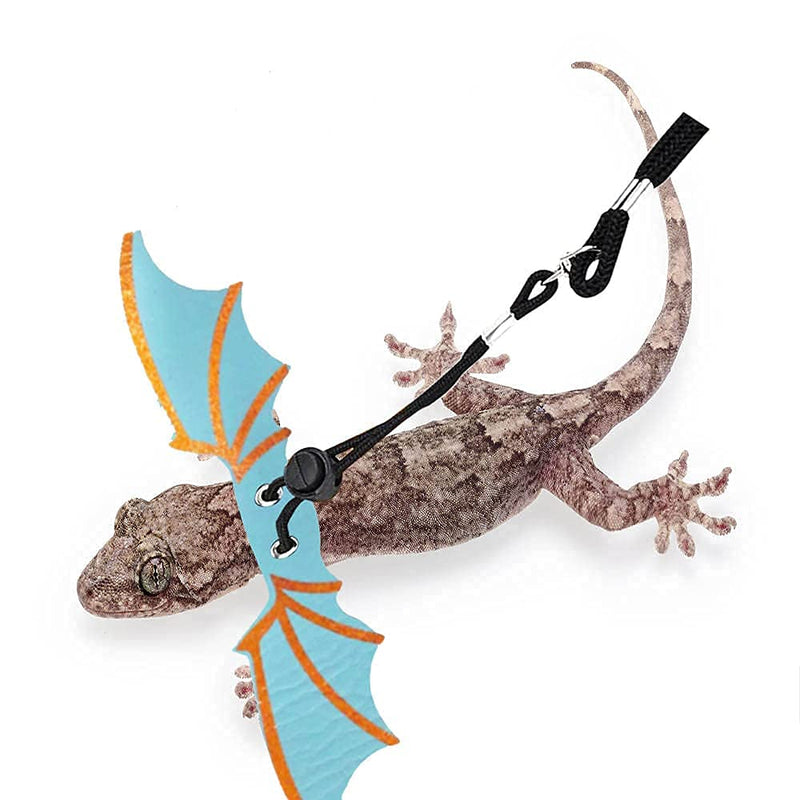 Lizards Leash Bearded Dragon Adjustable Small Reptile Animals Harness 3 Size Soft Leather Harness Lizards Leash with Wing for Small Medium and Large Reptile Animals (Blue) Blue