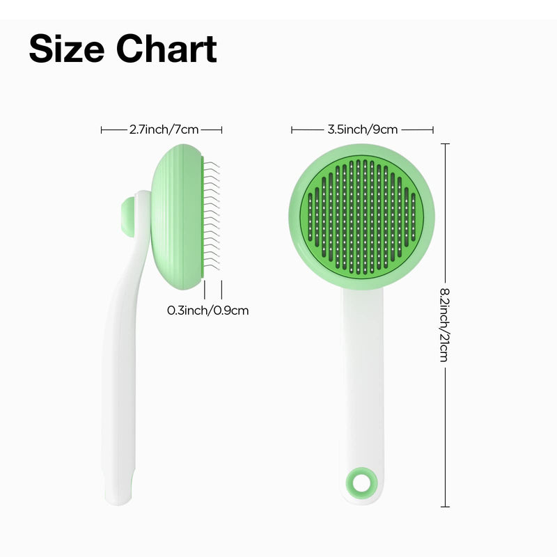 Self-Cleaning Cat Brush for Shedding & Pet Grooming - Effortlessly Removes Tangles, Loose Undercoat, and Mats for Cats & Dogs (Green) Green