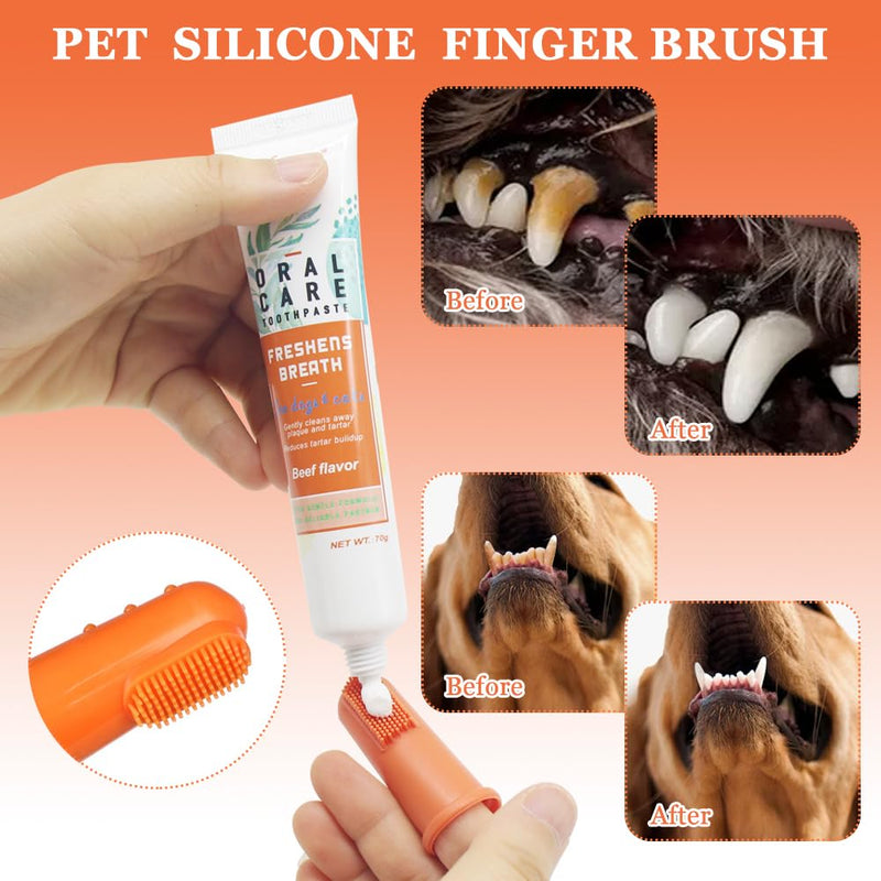 Dog toothbrush, dog toothpaste, dog dental care set, dog toothpaste against tartar, toothbrush dog toothbrush for small refreshes breath, removes tartar
