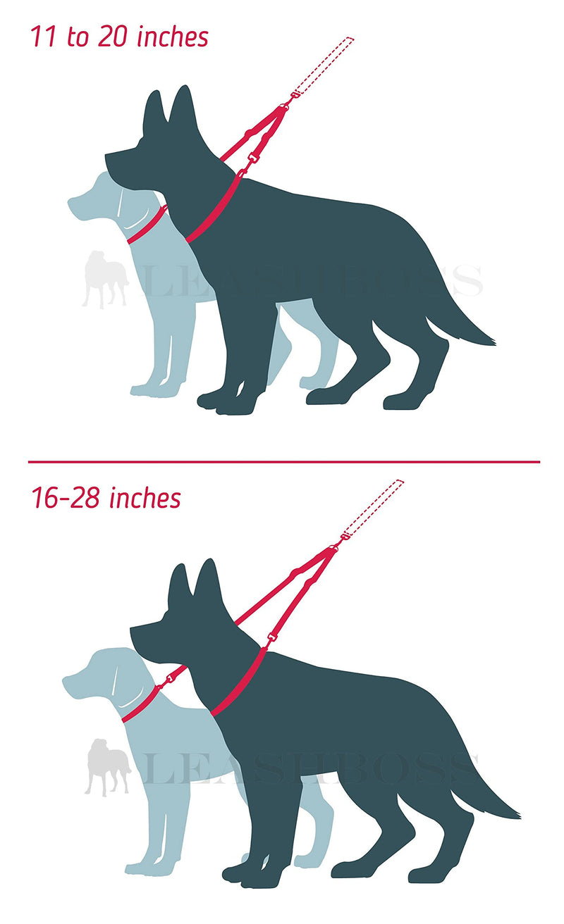 Leashboss Heavy Duty Double Dog Leash Coupler for Large Dogs - 11-20 Inches - Adjustable 1 Inch Nylon Splitter for Two Big Dogs (1 Inch Wide x 11-20 Inches, Black) 11-20 Inch - PawsPlanet Australia