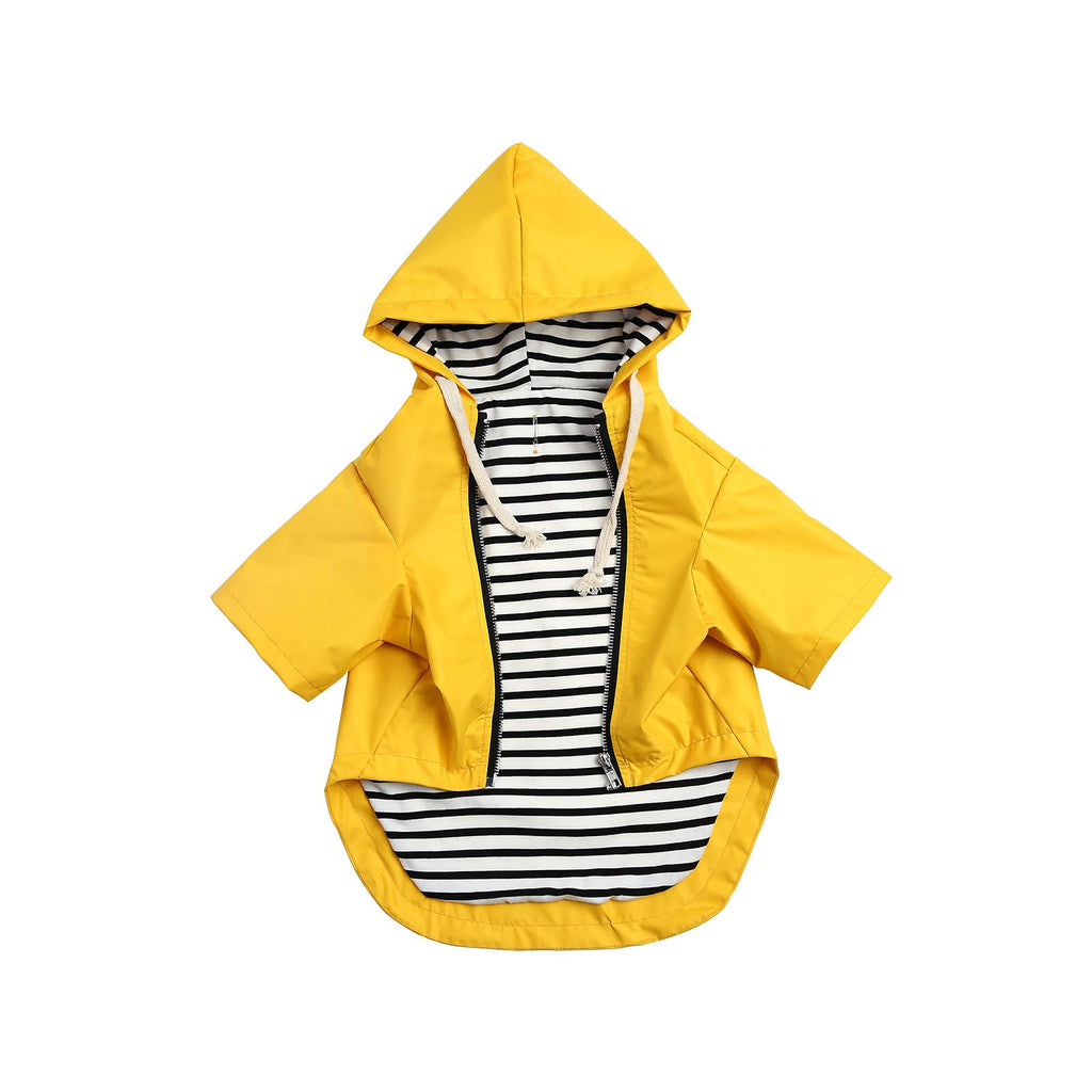 Dog Raincoat Puppy rain Jacket with Hood for Small Medium Breeds with Reflective Strap Storage Pocket Harness Hole Yellow Medium Medium(Chest: 19"-23")