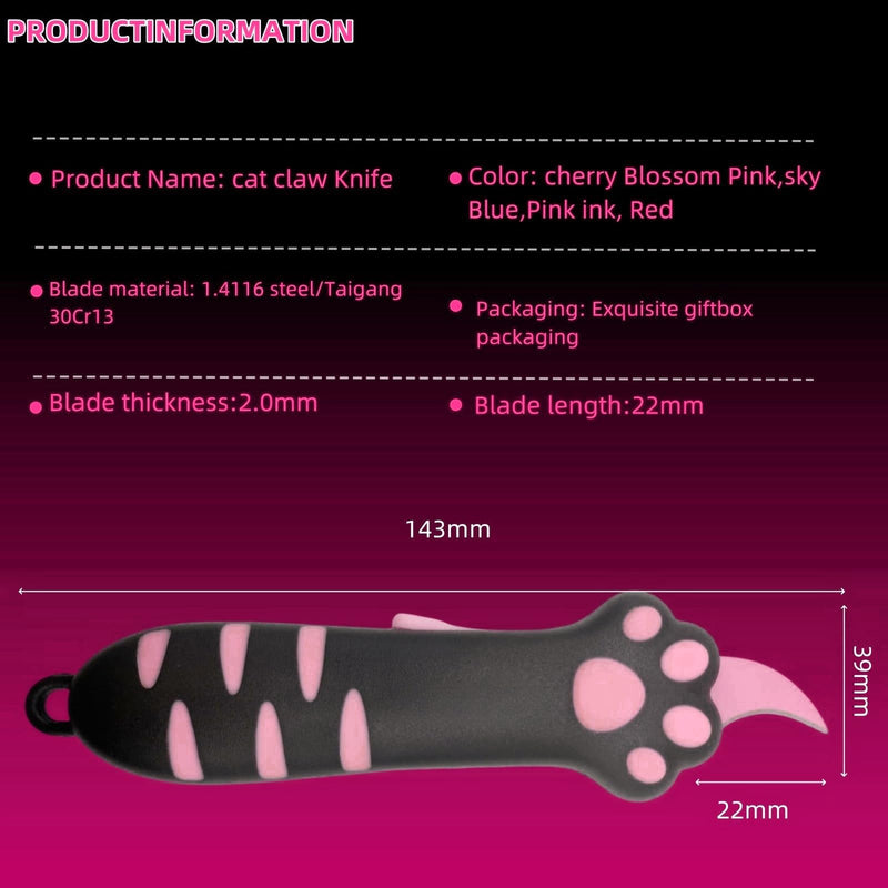 Cat Paw Box Cutter, 2025 New Retractable Cat Claw Knife Cute Cat Box Paper Cutter，Portable Cat Retractable Knife (black) Black - PawsPlanet Australia