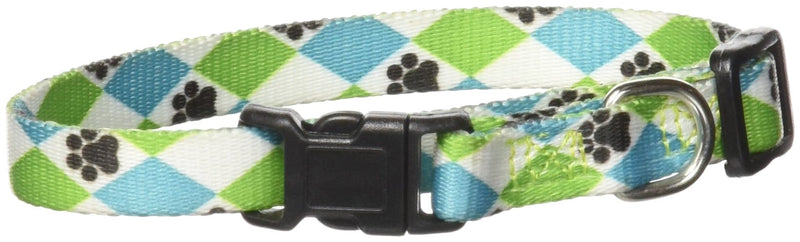 Casual Canine Nylon Pooch Patterns Dog Collar, Fits Necks 6" to 10", Blue Argyle s