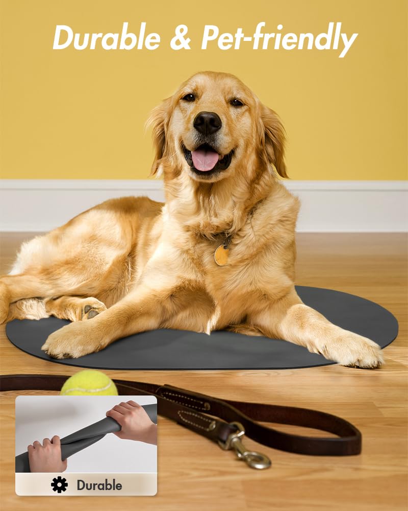 Absorbent Dog Food Mat-Dog Mat for Food and Water Bowl, Quick Dry Pet Food Mat, No Stains Dog Feeding mat, Dog Accessories Pet Supplies Mat-Dog Water Bowl Mat for Messy Drinkers 12"X19" DARKGREY - PawsPlanet Australia
