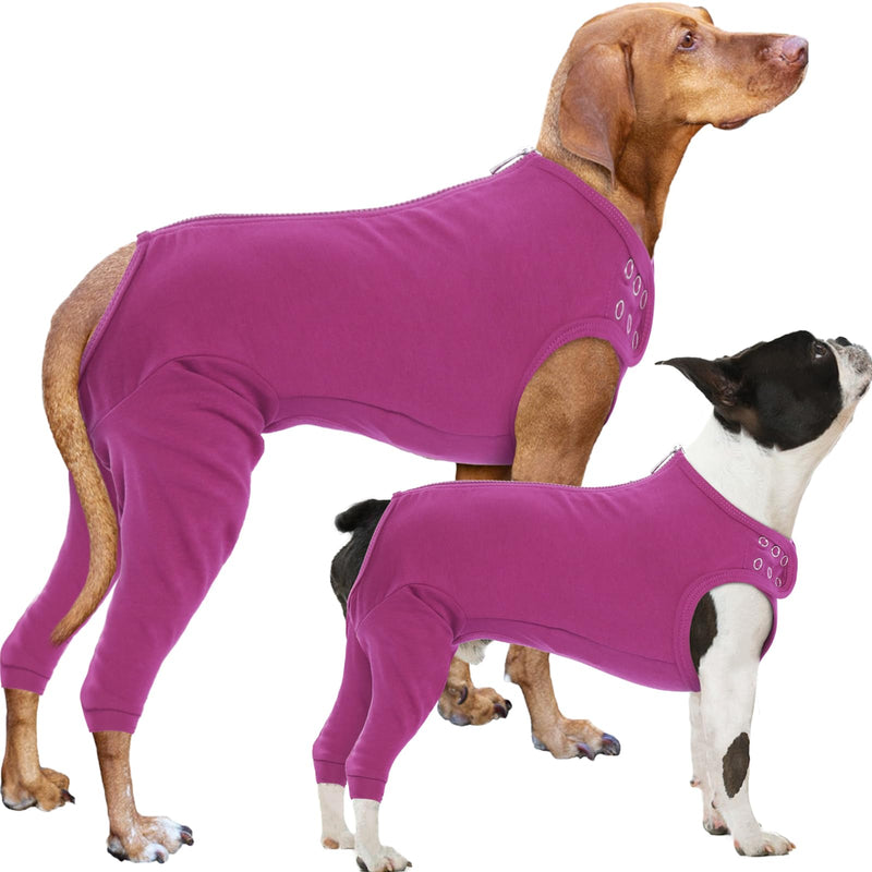 Nanaki Dog Wound Care Shirt, Leg Sleeves to Stop Licking Rear Leg and Abdomen, Surgery Suit for Female Spay, Onesie for Surgery Female, Surgical Recovery Suit Wound Heal Clothes L(Back:16.1", Weight:15-28Ib) Purple