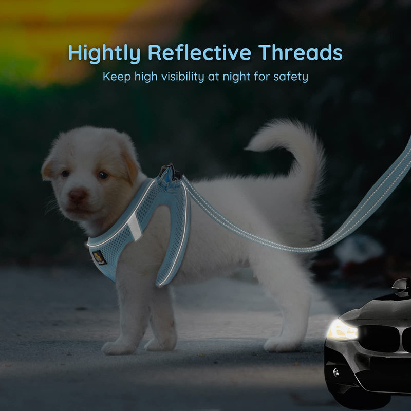 BELLA & PAL Step in Vest Harness for Small and Medium Dogs, No Pull Small Dog Harness with Leash Set, Comfortable Air Mesh Dog Vest Harness with Reflective Strip (Sky Blue, XS) Sky Blue - PawsPlanet Australia
