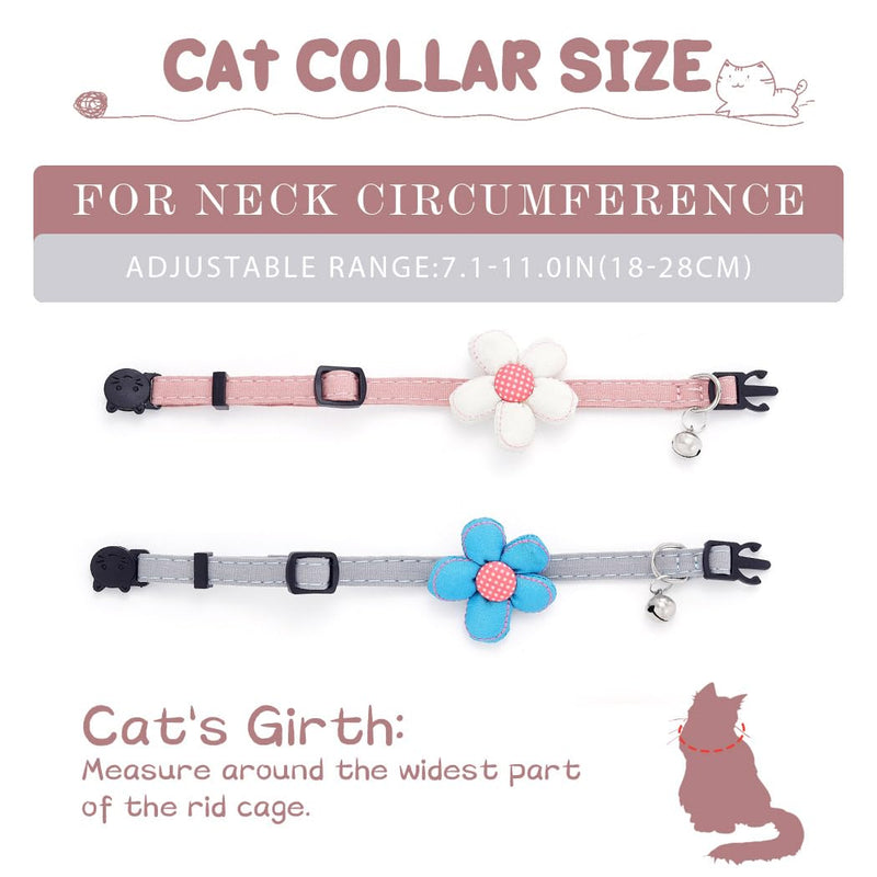 Campsis 2PCS Flower Cat Collar Pet Collar with Bell Safety Adjustable Breakaway Kitten Collars for Cats Kittens - PawsPlanet Australia